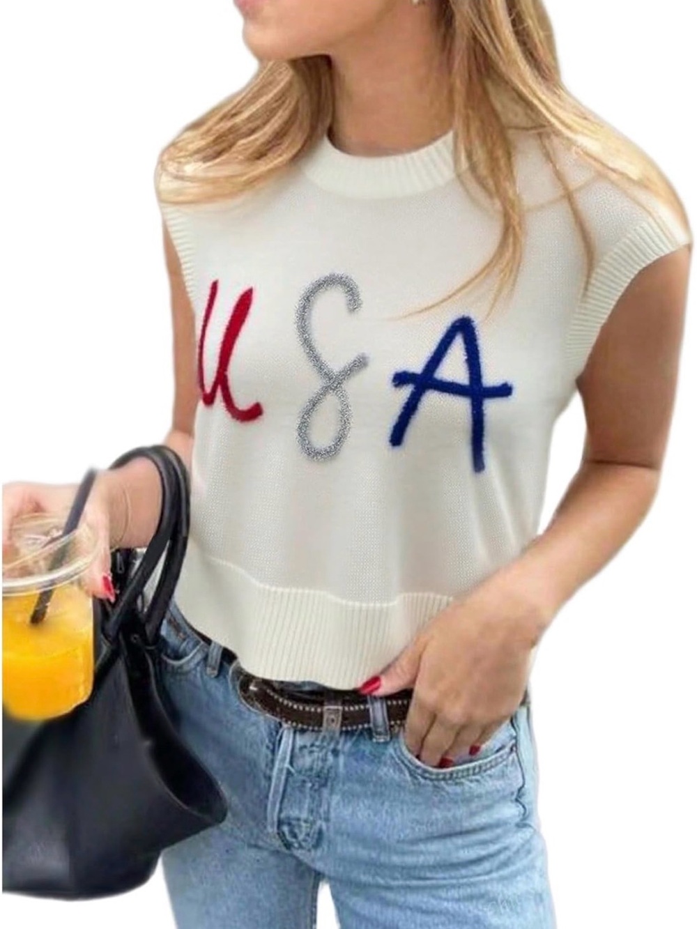 Patriotic USA Lightweight Knit Sweater Tank 🇺🇸
